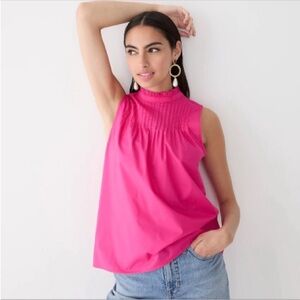 J.Crew Pintuck Cotton Poplin Top hot pink Sleeveless Blouse BL077 size XXS